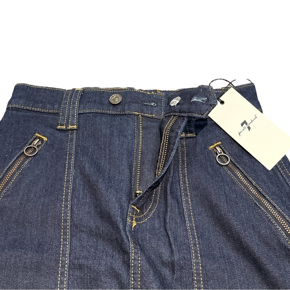 7 FOR ALL MANKIND women's clean utility denim mini skirt, gold accents, size 26. - Picture 4 of 6